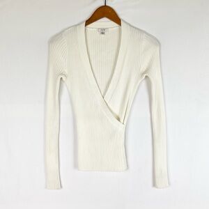 NOT‎ FOR SALE Cache Vintage Ribbed Long Sleeve Sweater V Neck Top Stretch Size